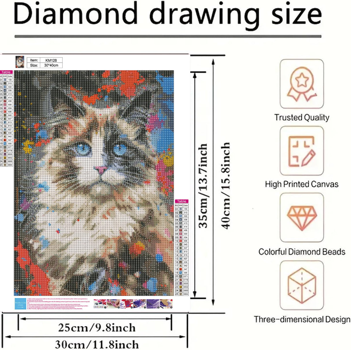 BYGFHLYW 5D Diamond Painting Kits for Adults,Cat Diamond Art Kits for Adults Beginner, DIY Full Drill Diamond Dot Gem Painting for Wall Decor 12x16inch BYGFHLYW
