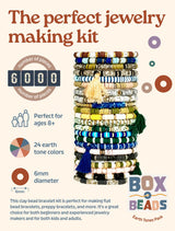 Box-O-Beads, 6000 pcs Polymer Clay Heishi Beads for Bracelet & Jewelry Making, DIY Bracelet Making Kit for Kids & Teens Ages 8-12, 24 Earth Tone Colors, 6mm Beads Felix LeChef