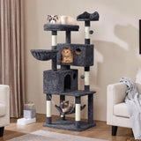 Yaheetech 64.5in Extra Large Multi-Level Cat Tree Kittens Play House Condo with Platform, Perch Hammock & Scratching Posts, Dark Gray Yaheetech