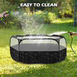 UWE Small Animal Playpen, Chicken Brooder Box with Cover Top, Portable Outdoor Exercise Pet Cage Tent, Waterproof Breathable Pet playpen Indoor for Chick Ktiien Bunny Hamster Guinea Pig, Black UWE