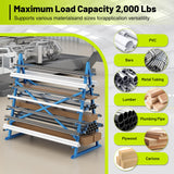 Hymula Horizontal Lumber Storage Rack, Heavy Duty 2000 LBS, 60” W x 66” H x 40” D, 7-Tier Metal Garage Shelf with Adjustable Arms for Wood, Pipes, and Building Materials Hymula