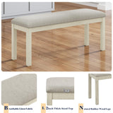 AMERLIFE 6-Piece Farmhouse Dining Table Set with 4 Upholstered Chairs and Bench, 71” Solid Wood Table, Seating for 6, for Dining Room or Kitchen, Rustic White & Walnut Finish AMERLIFE