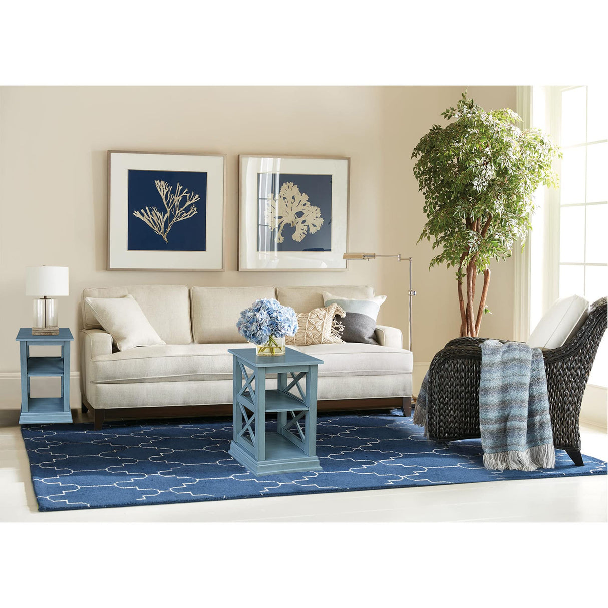 IC International Concepts International Concepts Hampton Accent Shelves Table, Ocean Blue IC International Concepts
