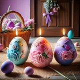 Juome Easter Egg Mold - Silicone Easter Candle Molds for Candle Making Silicone Shapes Resin Wax Mold for Candles Soap, Easter Party Decorations Juome