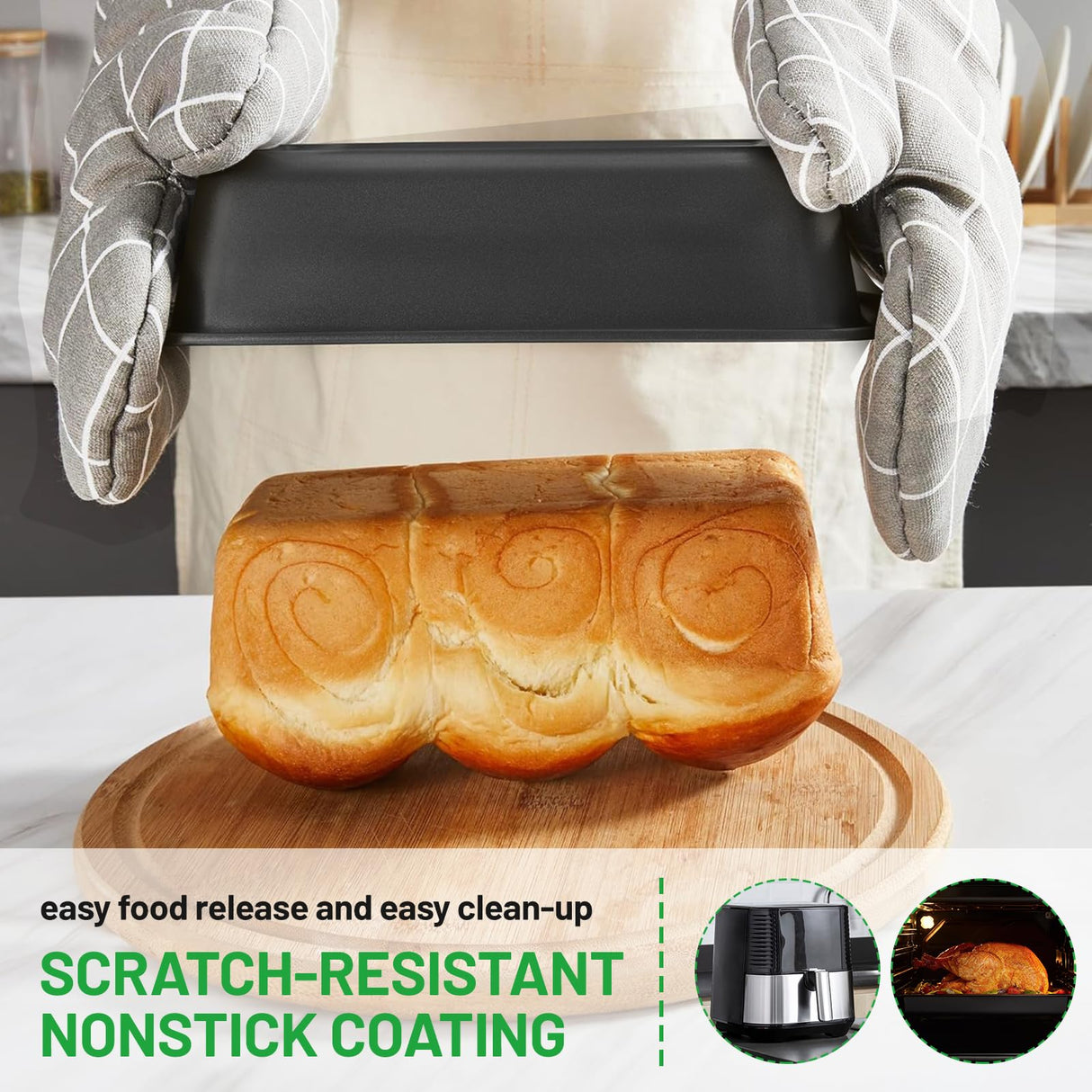 Zapstarz 5 Pieces Baking Pans Set, Nonstick Baking Sheet Tray Oven Pans Bakeware Set, Baking Supplies with Round/Square Cake Pan, Muffin Pan, Loaf Pan, Roast Pan, Stackable Baking Sets for Cooking Zapstarz