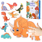 BEESTECH Beginner Dinosaur Puzzles for 2, 3, 4 Year Old Toddlers, 8 Pack Jigsaw Floor Puzzles, Educational Learning Puzzles for Toddlers, 8 Different Dinosaurs with Dinosaur World Map Beestech