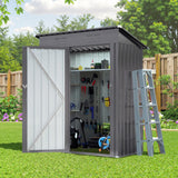 Lyngins 5X3 FT Outdoor Metal Storage Shed, Tool Shed with Pitched Roof and Lockable Door, Compact Garden Shed for Backyard Garden Patio Lawn, Gray Lyngins
