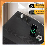 DEVAISE File Cabinet with Charging Station, 1-Drawer Lateral File Cabinets with Lock for Home Office, Wooden Rolling Printer Stand with Shelves, Black DEVAISE