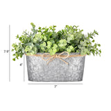 Dahey Artificial Eucalyptus Faux Plants Indoor for Farmhouse Home Decor Fake Potted Plants in Rustic Rectangular Pots Table Centerpiece for Office Bath Living Room Greenery Decor, 7" L x 4" H Dahey