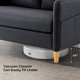 VINGLI 47" Small Couch, Linen Loveseat Sofa Black Mini Couch Mid Century Modern Decor Love Seat for Small Spaces Living Room, Bedroom, Play Room VINGLI