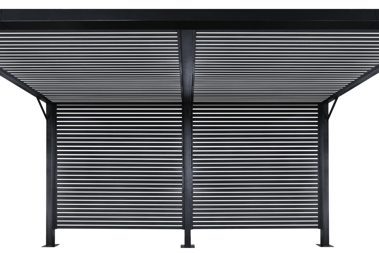 Sojag Meeru 9 ft. x 12 ft. Outdoor Aluminum Pergola with Rustproof Powder-Coated Frame, Welded Anchoring Plates, and Louvered Wall Design for Stylish Backyard Shade and Shelter Sojag