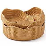 LAVNTM Rattan Bread Basket, 3 Pack Hand Woven Round Fruit Baskets for Serving, Picnic Basket, Wicker Storage for the Living Room Kitchen (Honey Brown) LAVNTM