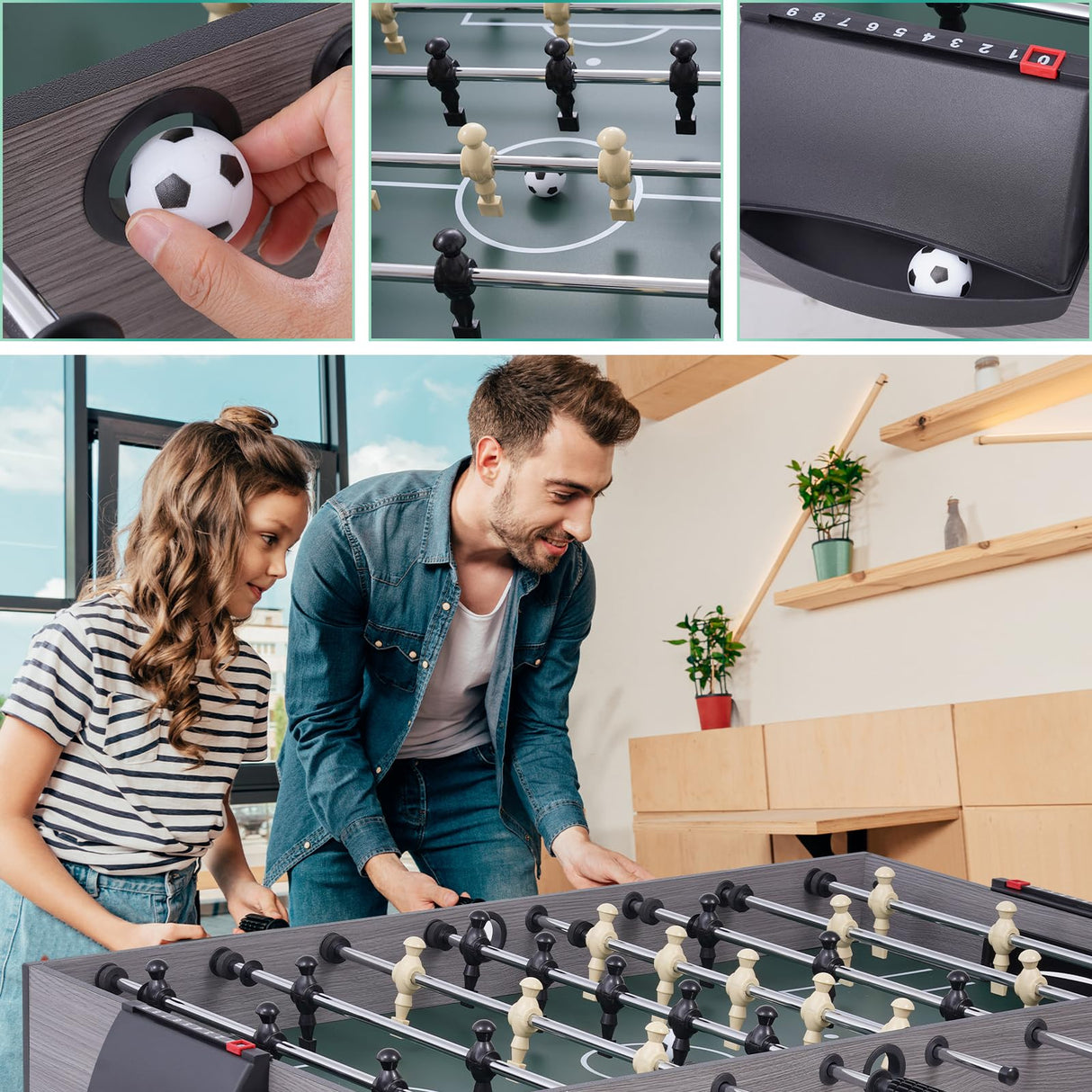 54" 4-in-1 Multi Game Table, Foldable Combo Game Table Set with Ping Pong, Hockey, Pool Billiards and Foosball for Adults, Home, Game Room, Friends & Family RAYKEEP