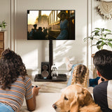 Greenstell TV Stand with Power Outlet, Universal Floor TV Stand for 32-75 inch TVs, Height Adjustable, Swivel Tall TV Stand with Wood Base, Holds up to 110 LBs, Max VESA 600x400mm GREENSTELL