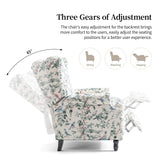 Wingback Recliner Chair, Floral Fabric Pushback Recliner Chair, Upholstered Armchair Push Back Recliner, Rivet Trim Single Sofa Accent Chair with Wood Legs for Living Room, Bird Lumibee