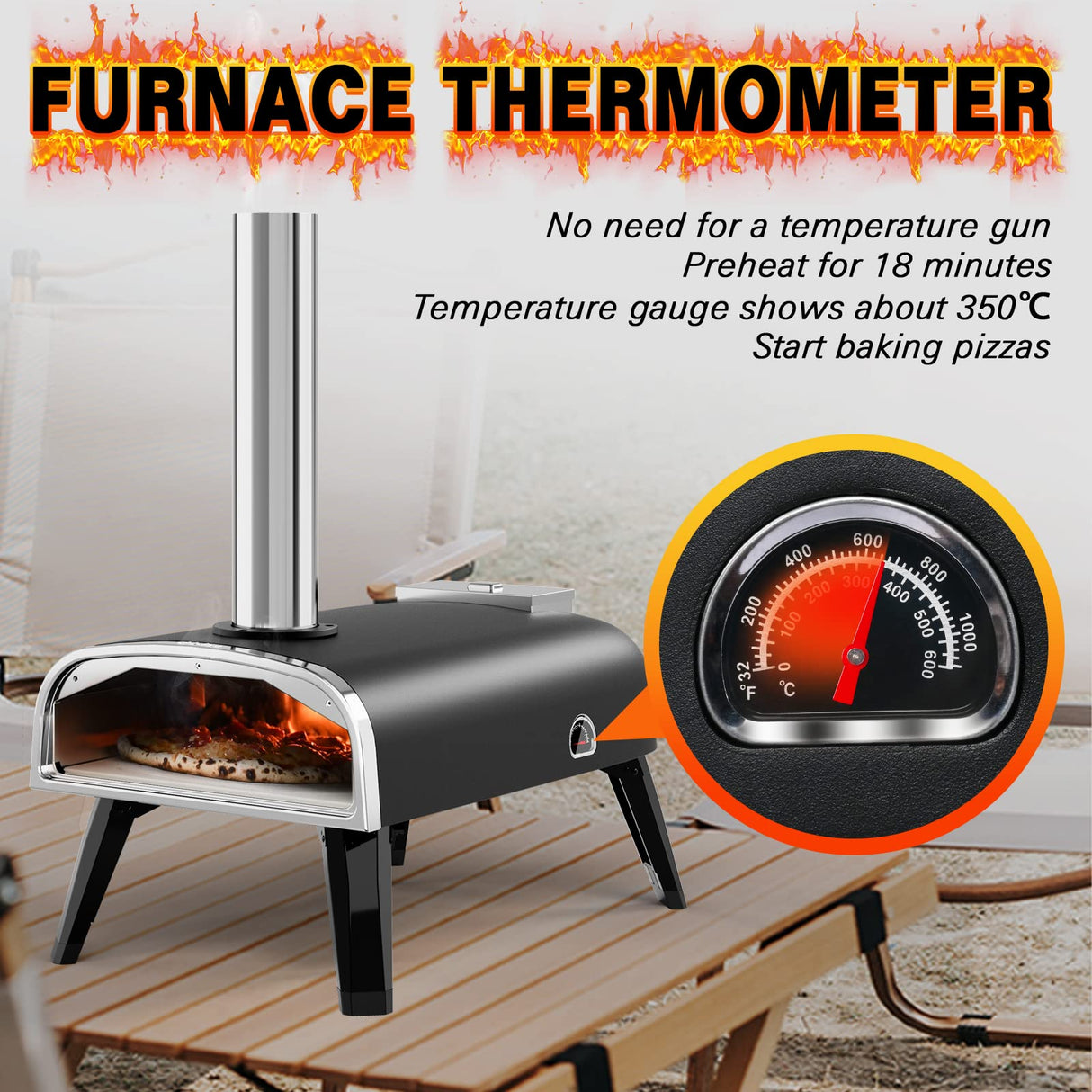 aidpiza Pizza Oven Outdoor 12" Wood Fired Pizza Ovens Pellet Pizza Stove for outside, Portable Stainless Steel Pizza Oven for Backyard Pizza Oven aidpiza