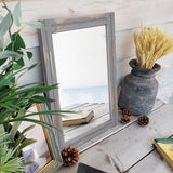 AAZZKANG Wood Framed Mirror Rectangular Rustic Wall Mirror Farmhouse Decorative Small Hanging Mirror for Bathroom Living Room Bedroom AAZZKANG