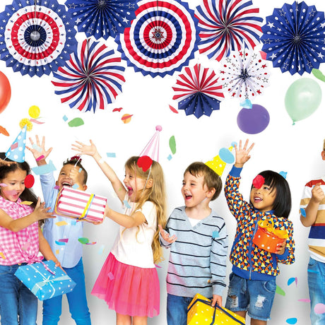 4th of July Patriotic Decorations Outdoor, Memorial Day Decorations, Fourth of July Decorations for Home, Hanging Paper Fans for Independence Flag Day Party Decor LRCXL
