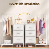 AFLUI Dresser for Bedroom with Hanging Rack, 3 Drawers Dresser for Bedroom - White AFLUI