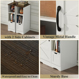 Loomie Farmhouse 3 in 1 TV Stand with Charging Station, 79"W Entertainment Center with 2 Side Cabinets for 85" TV,Media Console Table with Adjustable Shelves & Sliding Barn Door for Living Room(White) Loomie