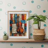 KAYEIUU Violin Diamond Art Kits for Adults, Sheet Music Diamond Painting Kits for Adults Beginners DIY 5D Round Full Drill Gem Art Dots Crafts, Hobbies for Women, Home Wall Decor Gifts 12x16 inch KAYEIUU