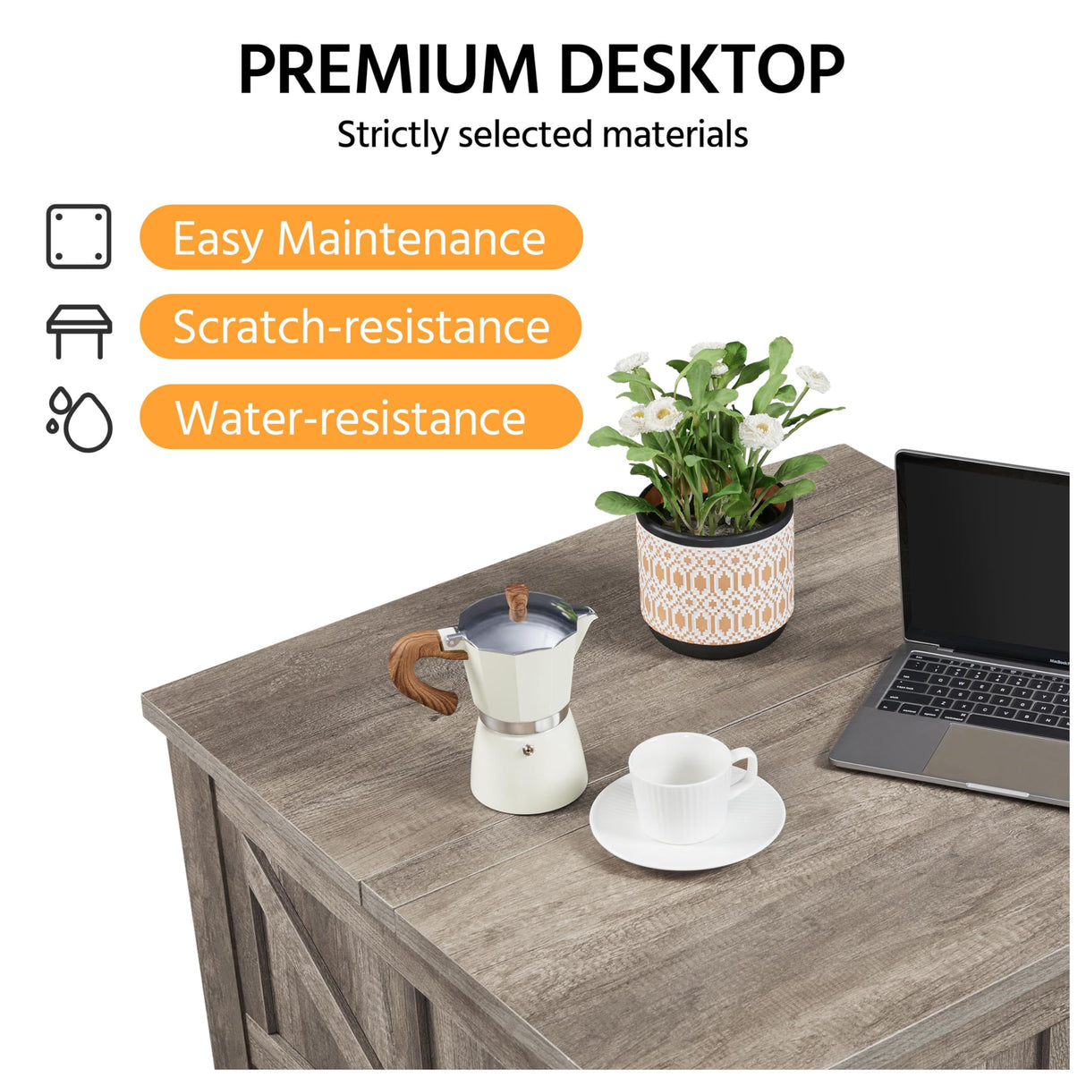 Yaheetech Lift Top Coffee Table, Square Farmhouse Coffee Table with Hidden Storage Compartment, Wood Center Table for Living Room, Home Office, Gray Yaheetech