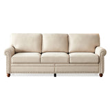 LUMISOL 82" Modern 3-Seater Sofa with Rolled Arms, Tufted Upholstered Couch with Wood Legs and Nailhead Trim for Living Room, Apartment LUMISOL