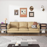 End Table with Charging Station, 2 Tier Rattan Decorated Nightstand with USB Ports and Outlets, Bedside Table with Drawer, Modern Sofa Side Table for Bedroom, Living Room, Office, Cherry Red NONGSHIM