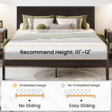 SHA CERLIN Heavy Duty Queen Bed Frame with Headboard and Under-Bed Storage - Black Oak SHA CERLIN