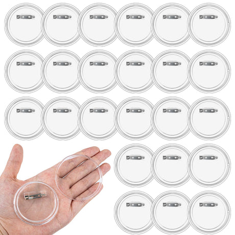 24 Pcs Acrylic Design Button Badge 2.3 Inch，Clear Design Craft Buttons Pins Making Kit Sublimation Buttons for DIY Craft Party Picture Make Your Own Buttons (Clear) NEETUE