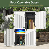 Aoxun Outdoor Resin Storage Shed with Metal Shelving Kit & Floor, 64 Cu.Ft Vertical Waterproof Storage Cabinet for Garage, Pool, Bike, Garden Tools, Patio Furniture (White) Aoxun