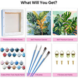 2 Pack Paint by Numbers with Frame,Plants Paint by Numbers Kit for Adults,Plant Painting by Numbers for Beginner on Canvas,Easy Oil Painting Arts Gift Crafts Kits for Home Wall Decor 8x8inch YarnWhimsy