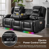 DRMBOOK RV Power Loveseat Recliner Sofa, Faux Leather 3-Seater Wall Hugger Reclining Sofa, Home Theater Seating Chair with Cup Holders, 3 Person Couch RV Furniture for Living Room, Black DRMBOOK