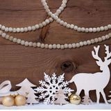 Christmas Wooden Bead Garland Wood Bead Garland Christmas Tree Decorations for Christmas Holiday Favors, 12 Feet (Retro White) Hicarer