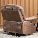 CANMOV Large Power Lift Recliner Chairs with Massage and Heat for Elderly Big People, Heavy Duty Electric Faux Leather Reclining Chairs with USB Port and 2 Side Pockets, Brown CANMOV
