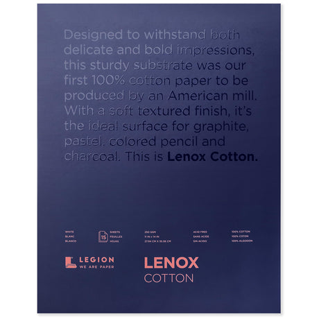Legion Lenox 100 Pad L21-LEN250WH11114, 11 X 14 Inches, Off-White, 15 Sheets Legion