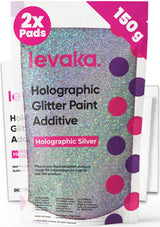Glitter for Paint [5.3oz] – Holographic Silver with 2 x Buffing Pads – Glitter for Painting Walls for Luminous Paint Finish on Interior or Exterior Walls, Ceilings, and Wood - Glitter Paint Additive FBGC
