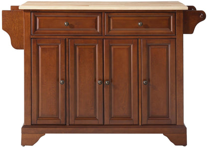 Crosley Furniture Lafayette Full Size Kitchen Island with Natural Wood Top, Cherry - WoodArtSupply