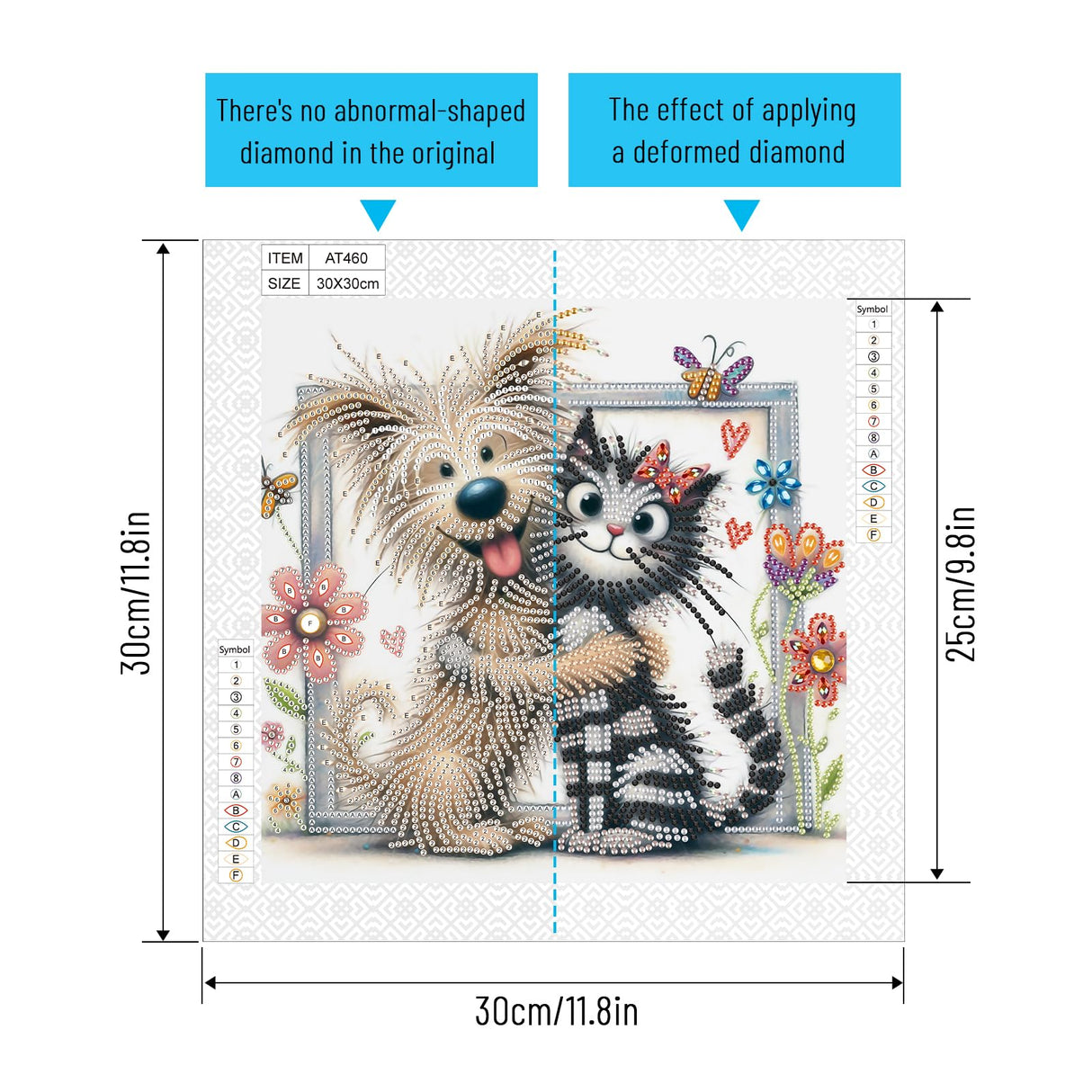 AiYuanzsh Cat and Dog Diamond Art Painting Kits for Adults, 5D Special Shape Diamond Art Kits for Beginners, Crystal Rhinestones Diamond Art Painting for Home Wall Decoration Gift 12×12 inch AiYuanzsh