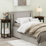 Furinno Turn-N-Tube Tall End Side Night Stand/Bedside Table with Bin Drawer, 2-Pack, Amber Pine/Black/Black Furinno