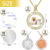 54 Pieces Rhinestone Bezel Pendant Trays Set Includes 9 Pieces Round Rhinestone Bezel Trays Double sided Blank Pendant Charm,9 Pieces Thick Chains with 18 Pieces Sublimation Aluminum Sheets and Glue MTLEE