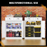 Greenvelly Lockable Metal Storage Cabinet with 2 Drawers - 36" White Steel Cabinet with Adjustable Shelves for Home, Office, Garage, and More Greenvelly