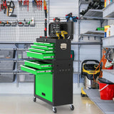 Granper 8 Drawer High Capacity Rolling Tool Chest, Metal Tool Box with Wheels and Drawers, Detachable Toolbox with Lock, Heavy Duty Tool Cabinet for Workshop, Warehouse and Garage (Black Green) Granper