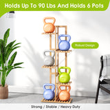 BMOSU Bamboo Plant Stand For Indoor Outdoor Plants Corner Plant Shelf Flower Stands Tall Plant Shelf 6 Potted Holder Shelf Plant Rack Potted Plant Holder Display Rack For Balcony Bedroom Living BMOSU