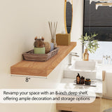 48 Inch Fireplace Mantel Shelf, USA-Sourced Rustic Elm Wood Floating Shelves Wall Mounted, Wall Shelves with Invisible Bracket for Living Room Bathroom Bedroom Kitchen, Set of 1 (Natural, 48"x 8") Fun Memories