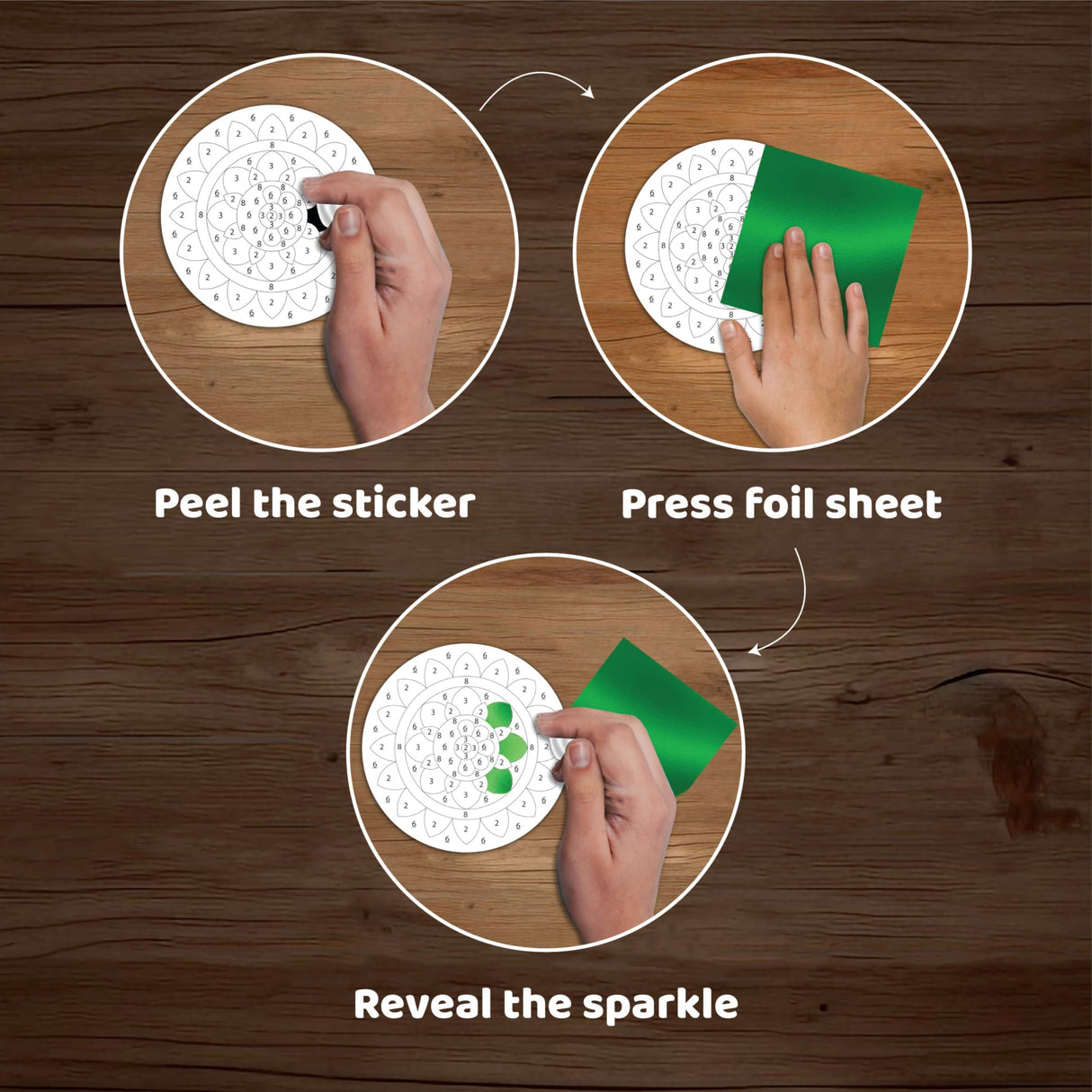 Unwynd Foil by Number Mandala Coaster Kit, 8 Pc DIY Foil Art Kit for Adults, Just Like Paint by Number Kits, Relaxing Arts & Crafts Coaster Set, Craft Gift for Teen & Women Unwynd