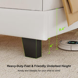 Feonase Velvet Twin Platform Bed Frame with Button Tufted Headboard, Upholstered Bed with Wooden Slats Support, No Box Spring Needed, Easy Assembly, Noise-Free, White Feonase