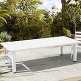 LOUNZY 75.2" HDPE Rectangle Outdoor Dining Table for 8, Oversized Patio Dining Table w/ 2" Umbrella Hole,White LOUNZY