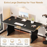 Tribesigns 63-Inch Large Executive Desk, Modern Computer Office Desk Workstation, Double PC Gaming Writing Table Home Office Desk with Sturdy Legs,Black Tribesigns
