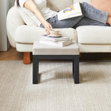 IBUYKE 16 Inch Small Foot Stool Ottoman, Rectangle Linen Foot Rest with Padded Seat and Metal Legs, Modern Ottoman Foot Rest for Living Room Bedroom Entryway Couch, Grey WBD001G IBUYKE